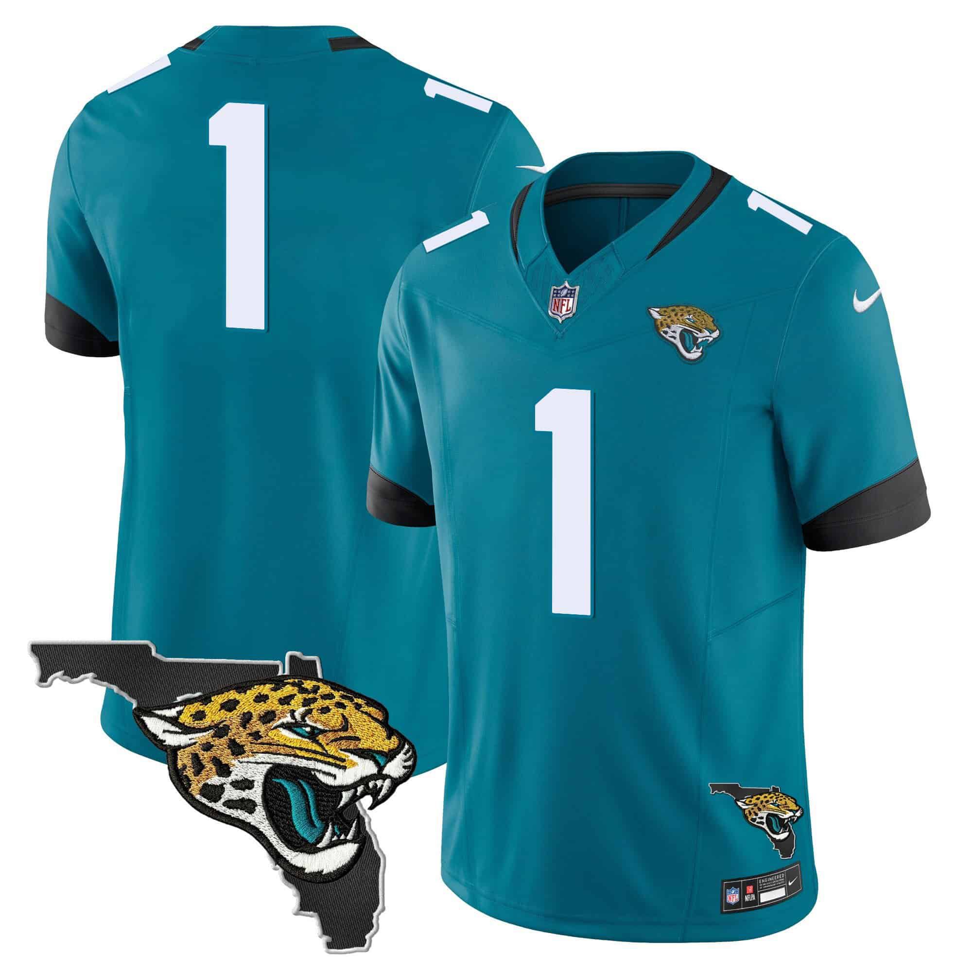 Men Jacksonville Jaguars #1 Etienne jr Green 2024 Nike Florida Patch Vapor NFL Jersey style 3